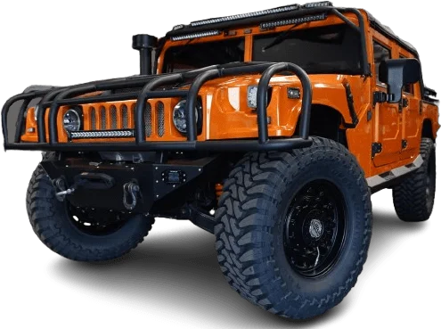 Arancio Atlas Lamborghini 2001 Hummer H1 with brush guard, winch system, and light bars