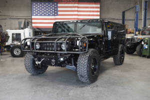 hummer h1 wagon black with winch system and brush guard